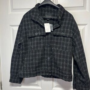 NWT SANCTUARY ASHLY BLACK AND WHITE PLAID JACKET WOMENS SIZE M Tagged $119